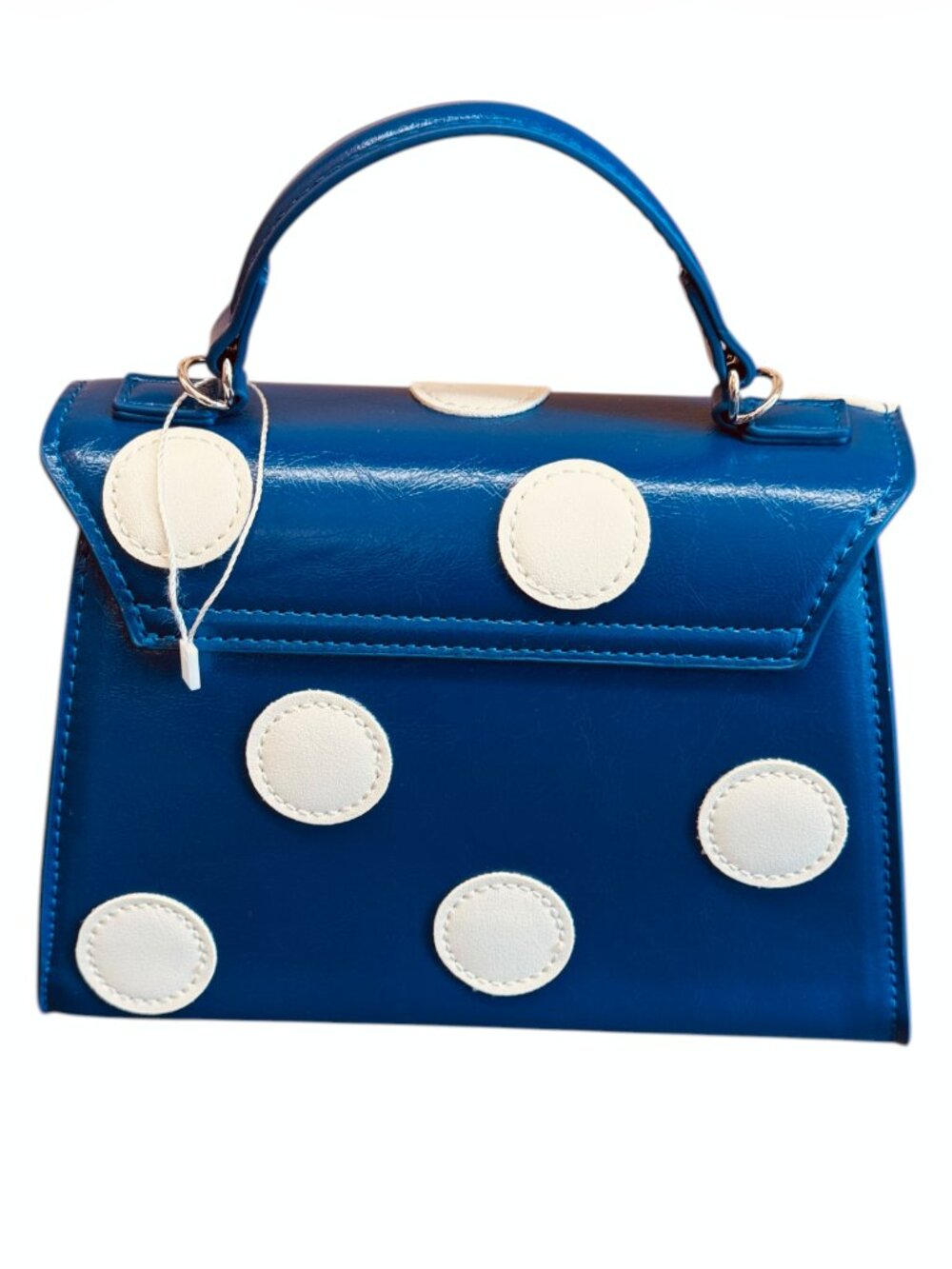 NWOT Melie Bianco Maisel Top-Handle Bag in Blue with White Dots - Picture 2 of 11